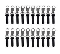 Framendino, Confezione da 20 linguette rimovibili per cerniera, in metallo, colore nero, con manico in gomma, per riparare cerniere fisse per bagagli e zaini
