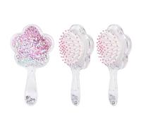 Framendino, Confezione da 3 spazzole per capelli con lustrini, districanti e massaggianti, a forma di fiore, per donne