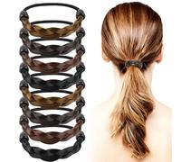 Framendino, Confezione da 8 corde elastiche intrecciate per capelli, invisibili, per coda di cavallo, da donna