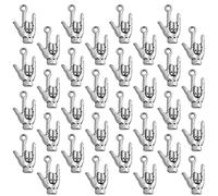 Framendino, I Love You Ciondolo a forma di mano con gesto a mano per artigianato fai da te risultati gioielli collana braccialetto antico, 50 Pack, Argento