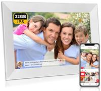 FRAMEO 32GB Cornice Digitale 10,1 Pollici WiFi, Schermo Touch IPS HD 1280x800, Presentazioni, Meteo, Teamperature, Tempo, Rotazione Automatica, Condivisione Istantanea delle Foto (Bianco)