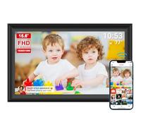 FRAMEO - Cornice digitale da 64 GB da 15,6 pollici, con touch screen LCD IPS FHD 1920x1080, Dual-WiFi, condividi foto e video tramite app Frameo, supporta unità USB/scheda SD per estendere
