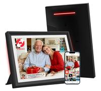 Frameo Cornice fotografica digitale 10,1 pollici WiFi con luce ambiente LED - 32 GB di memoria, schermo touch HD 1280 x 800, rotazione automatica, condivisione istantanea delle foto tramite