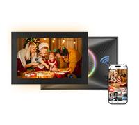 FRAMEO Portafoto Digitale WiFi con Luce LED -10.1 Pollici Cornice per Foto Digitale HD IPS Touch Screen Archiviazione 32 GB Smart Cornice Digitale, Condividi Immagine attraverso l'applicazione