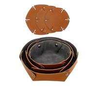 FramePro Confezione da 3 vassoi per gioielli in pelle PU, organizer da scrivania, portatile, vassoio da comodino da scrivania, piccolo vassoio da viaggio per chiavi, portafoglio, orologio, monete