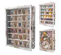 FramePro Cornice 3D per Ombreggiatura con Ripiani Rimovibili, 30 x 41cm in Legno Vetrina per Memoria Profonda per Collezionisti, Monete Ricordo, Spille, Medaglie Militari - Bianco rustico