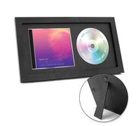 FramePro Espositore per CD musicale, 36 x 19 cm, in vero vetro con schiuma EVA e tappetino nero, da parete e da tavolo, in legno massello