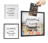 FramePro Grande scatola 3D, 28 x 28 cm, cornice da viaggio in legno con fessura, amore per biglietti, foto di viaggio, artigianato, nero (stella)