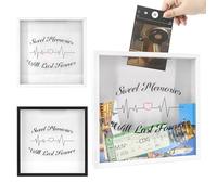 FramePro Scatola da viaggio per riporre biglietti, souvenir e foto, 30,5 x 30,5 cm, con fessura per conservare biglietti, souvenir e foto, montabile a parete, con cornice in vero vetro e legno
