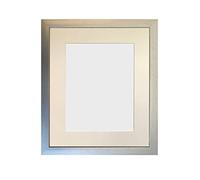 FRAMES BY POST Cornice per Foto da 0,75 Pollici, in Argento, con passepartout, Formato, 14 x 11 cm, Supporto Avorio, 14 x 11 inch Image Size A4