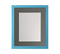 FRAMES BY POST Cornice portafoto Blu con passepartout, 14 x 11 cm, Dimensioni 25,4 x 20,3 cm, Montatura Grigio Scuro, 14 x 11 Image Size 10 x 8 inch