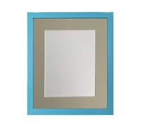 FRAMES BY POST - Cornice portafoto Blu con passepartout Grigio Chiaro, Dimensioni: 50 x 40 cm, in Vetro plastificato, Colore: Moun