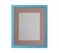 FRAMES BY POST - Cornice portafoto Blu con passepartout Rosa, 35 x 28 cm, Dimensioni 25,4 x 20,3 cm