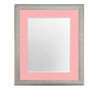 FRAMES BY POST Cornice portafoto in Vetro di plastica con passepartout, 25,4 x 25,4 cm, Colore Argento, Supporto Rosa, 10 x 10 Image Size 8 x 8 inch