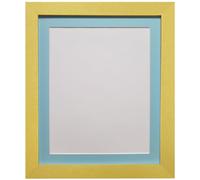 FRAMES BY POST H7 - Cornice portafoto in plastica e vetro dorato con passepartout blu, 20,3 x 20,3 cm, dimensioni immagine 12,7 x