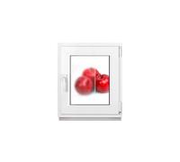 Framex Finestra per cantina, piccola finestra bianca, vetro smerigliato, larghezza x altezza 60 x 65 cm (600 x 650 mm), 2 volte (32 mm), girevole DIN destra (maniglia sinistra)