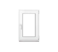 Framex Finestra Seminterrata Piccola in PVC Bianco, Larghezza x Altezza 50 x 75 cm (500 x 750 mm), Doppi Vetri (32 mm), Anta-Ribalta, Girevole DIN Destra - Premium