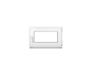 Framex Finestra Seminterrata Piccola in PVC Bianco, Larghezza x Altezza 85 x 50 cm (850 x 500 mm), Doppi Vetri (32 mm), Anta-Ribalta, Girevole DIN Destra - Premium