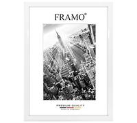 FRAMO 35mm Cornice per Immagini 54 x 43 cm | Bianco Lucido | Cornice in MDF Fatta a Mano con lastra di Vetro Artificiale antiriflesso a Prova di Rottura e Robusta Parete Posteriore in MDF