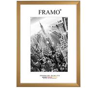 FRAMO 35mm Cornice per Immagini 68 x 96 cm | Oro Semplice | Cornice in MDF Fatta a Mano con lastra di Vetro Artificiale antiriflesso a Prova di Rottura e Robusta Parete Posteriore in MDF
