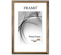 FRAMO Cornice foto barocco 33 x 48 cm in legno massello | Blu Dorato | Colore/dimensione selezionabile | Cornice antica d'epoca retrò N°063