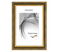 FRAMO N°48 - Cornice portafoto barocca, 30 x 49 cm, in legno massello | marrone scuro oro | retro vintage antico telaio in legno con vetro sintetico infrangibile e antiriflesso e ganci in metallo