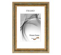 FRAMO N°49 - Cornice portafoto barocca, 60 x 80 cm, in legno massello | grigio oro antico | retro vintage antico telaio in legno con vetro sintetico infrangibile e antiriflesso e ganci in metallo