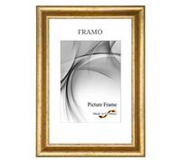 FRAMO N°50 - Cornice portafoto barocca, 30 x 46 cm, in legno massello | oro anticato, retro vintage, con vetro sintetico infrangibile e ganci in metallo