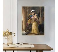 Francesco Hayez《Romeo e Giulietta》Stampe su tela, pittura a olio, poster artistico, immagine, sfondo, decorazione per la casa e il soggiorno (60x90 cm)