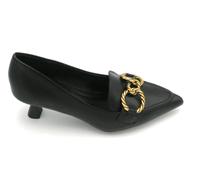 Francesco Milano B01-07a decollete pelle nera accessorio metal tacco 5cm 3/4