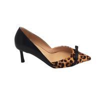 Francesco Milano H08-01m decollete pelle nera -pelo cavallino leopardo t.6cm 5/6
