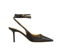 Francesco Russo - Décolleté Slingback in Pelle di Serpente d'Acqua con Cinturino alla Caviglia - - Shoes - Donna - Nero - 36 EU