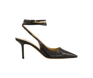Francesco Russo - Décolleté Slingback in Pelle di Serpente d'Acqua con Cinturino alla Caviglia - - Shoes - Donna - Nero - 39 1/2 EU