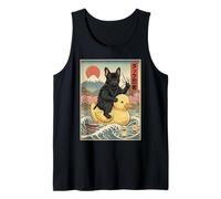 Francese Bull Dog Ninja Giappone Vintage Giapponese Ukiyo-e Art Canotta