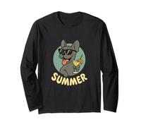 Francese Bulldog Estate Design Cartoon Frenchie Vintage Maglia a Manica