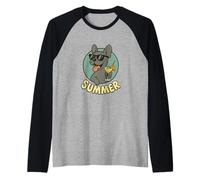 Francese Bulldog Estate Design Cartoon Frenchie Vintage Maglia con Maniche Raglan