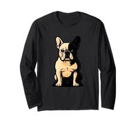 Francese Bulldog Face Black and Tan Dog Lover Art Maglia a Manica