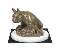 Francese Bulldog - Figura Con Uno Cane Su Bianco Marmo Art Dog