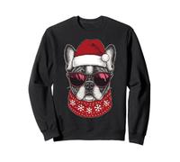 Francese Bulldog Natale Frenchie Santa Cappello Occhiali da Sole Sciarpa Felpa