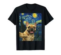 Francese Bulldog Notte Stellata Van Gogh Cane Selfie Frenchie Maglietta