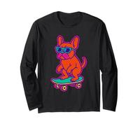 Francese Bulldog Pattinaggio Occhiali da sole Frenchie su Skateboard Maglia a Manica