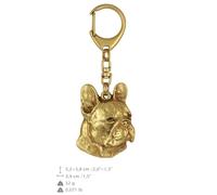 Francese Bulldog - Placcato Oro Portachiavi Con Uno Cane Art Dog