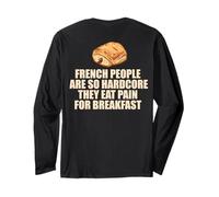 Francese Hardcore Mangiare Dolore Colazione Pun Meme sul Retro Maglia a Manica