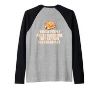 Francese Hardcore Mangiare Dolore Colazione Pun Meme sul Retro Maglia con Maniche Raglan