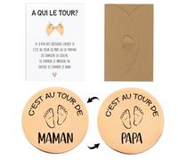 Francese Moneta Decisionale Regalo Neomamma Papa, Moneta Regalo per Neo Genitori Neonato Maschio Neonata Femmina, Regalo Baby Battesimo Party (oro rosa)