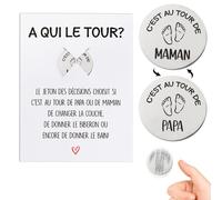 Francese Moneta Decisionale Regalo Neomamma Papa, Moneta Regalo per Neo Genitori Neonato Maschio Neonata Femmina, Regalo Baby Shower Battesimo Party