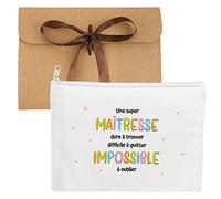 Francese Pochette Multiuso Regalo Maestra Fine Anno Borsa Piccola Regalo per Insegante Donna Astuccio Trucchi Cosmetici Regali Maestra Asilo Elementare-Stampa Fronte e Retro