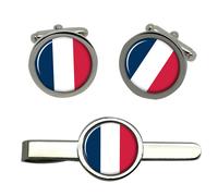 Francia (Bandiera) Gemelli E Fermacravatta Set
