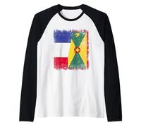 Francia Grenada Mezza Bandiera Patrimonio Grenadian Francese Maglia con Maniche Raglan