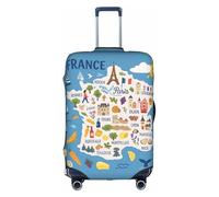 Francia Mappa Con Le Icone Decorat Stampa Decorat Copertura Dei Bagagli Da Viaggio Decorato Nascosto Della Chiusura Lampo Anti, bianco, Large